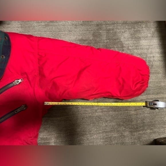 Mulberry Street Outerwear Red Puffy Goose Down Jacket with silver Fox fur Small - Picture 7 of 8